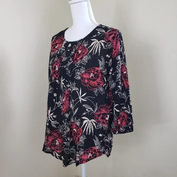Deby Debo Saphir Floral Print Blouse Black Size Small - Picture 12 of 13